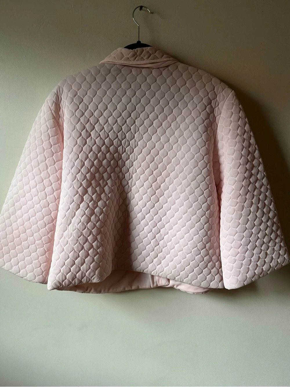 Vintage 60s Vandemere Quilted Pink Bed Jacket Made in USA Nylon